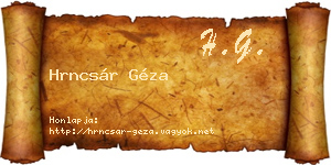Hrncsár Géza névjegykártya