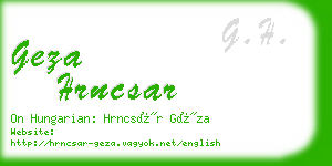 geza hrncsar business card